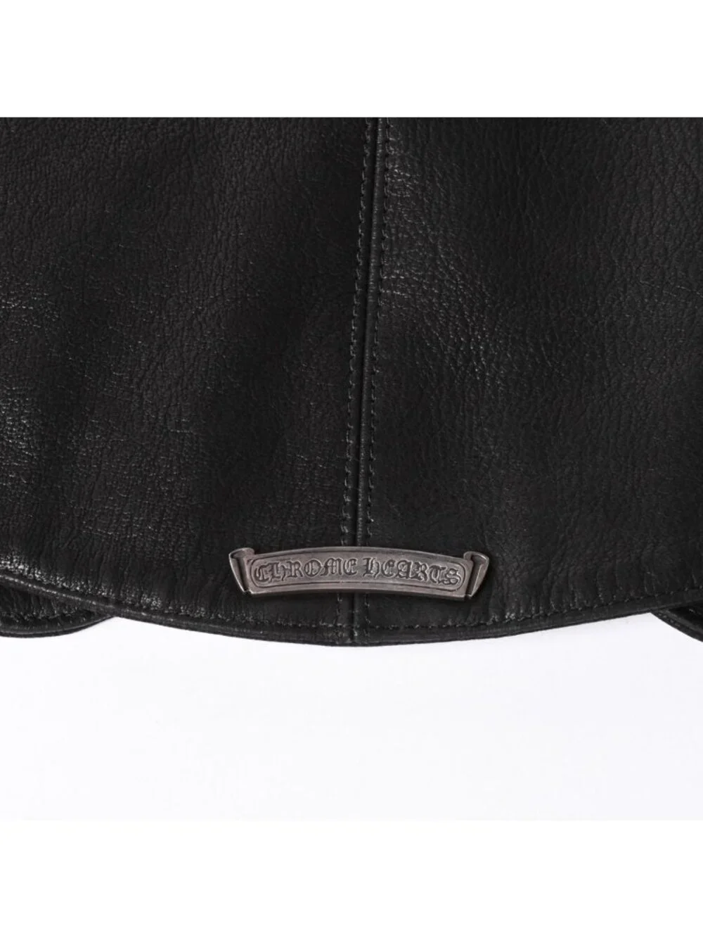 Chrome Hearts Vest Leather Dagger Zip Black Silver